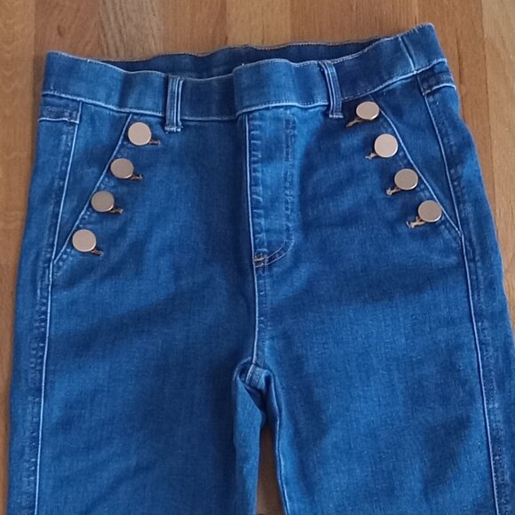 Bell-Bottom Double-Breasted Button Stretch Jeans by ANNA & AVA - Picture 2 of 6